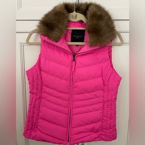 Talbots Petite Faux Fur Down Collar Puffer Vest